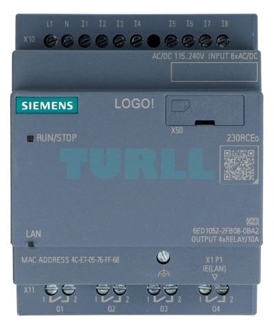 Siemens 6ED1052-2FB08-0BA2 LOGO! 230RCEo Logic Module, 115V/230V Relay, 8 DI/4 DO Original Brand New