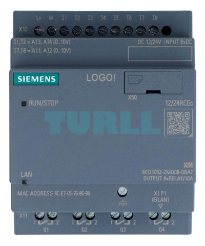 Siemens 6ED1052-2MD08-0BA2 LOGO! 12/24RCEO, Logic Module, 8 DI (4 AI), 4 DO Original Brand New