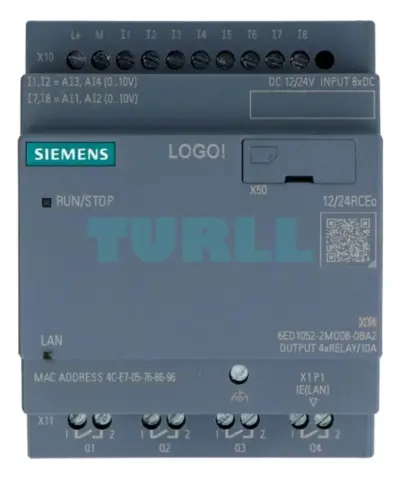 Siemens 6ED1052-2MD08-0BA2 LOGO! 12/24RCEO, Logic Module, 8 DI (4 AI), 4 DO Original Brand New