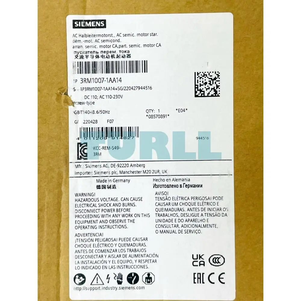 Siemens 3RM1007-1AA14 Direct Starter 3RM1 Motor Starter 500V, 0.55–3 kW, 1.6–7A, 110–230V AC Original Brand New 4 Siemens 3RM1007-1AA14 Direct Starter 3RM1 Motor Starter 500V, 0.55–3 kW, 1.6–7A, 110–230V AC