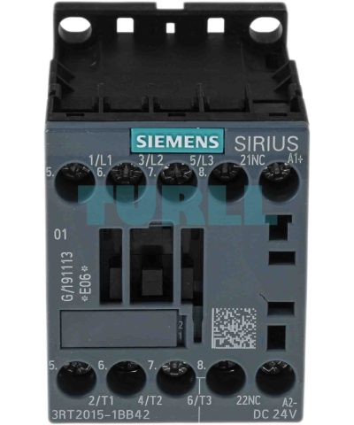 Siemens 3RT2015-1BB42 Power Contactor 7A, 3 kW, 3-Pole, 24V DC, AC-3/AC-3e