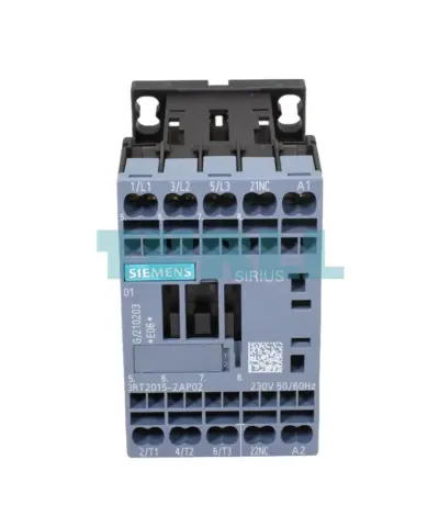 Siemens 3RT2015-2AP02 SIRIUS contactor, front view with coil and auxiliary-contact markings
