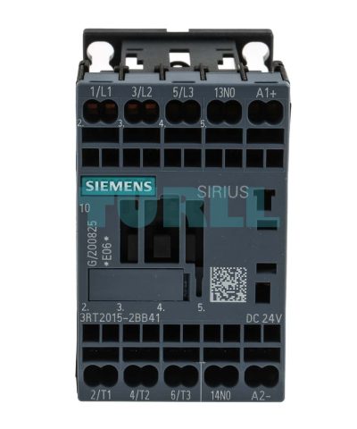 Siemens 3RT2015-2BB41 Power Contactor, 3-Pole, 7A, 3kW, 24V DC, AC-3/AC-3e, S00 Size