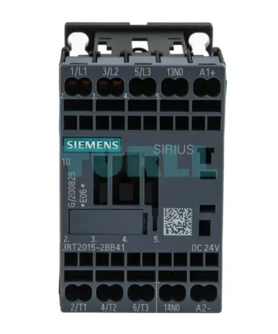 Siemens 3RT2015-2BB41 SIRIUS contactor, front view with coil and auxiliary-contact markings