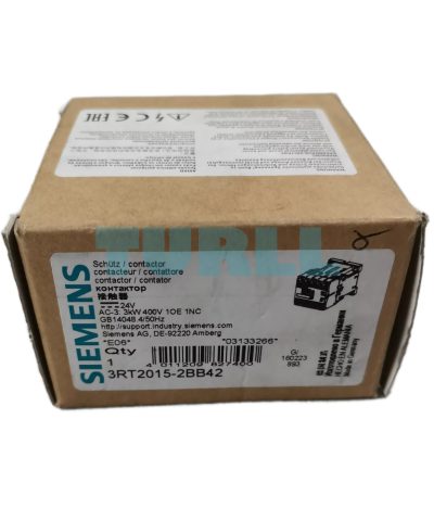 Siemens 3RT2015-2BB42 Power Contactor 3-Pole, 7 A, 3 kW, 24 V DC, S00