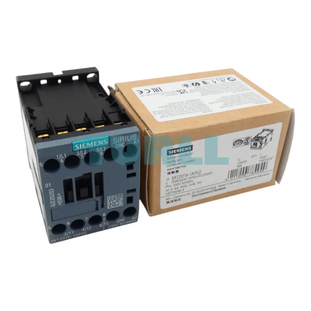 Siemens 3RT2016-1AP02 Power Contactor 3-Pole, 9A, 4kW, 230V AC, S00 Original Brand New 4 Siemens 3RT2016-1AP02 Power Contactor 3-Pole, 9A, 4kW, 230V AC, S00