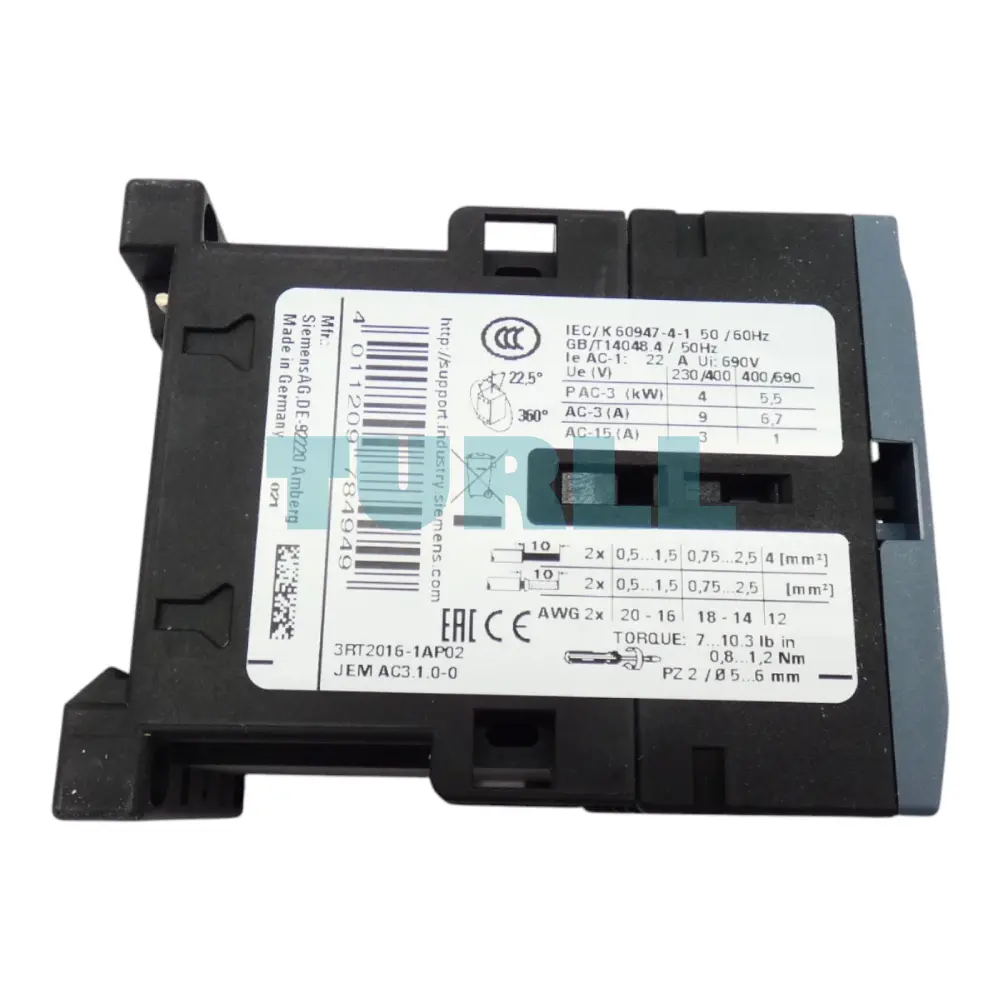 Siemens 3RT2016-1AP02 Power Contactor 3-Pole, 9A, 4kW, 230V AC, S00 Original Brand New 3 Siemens 3RT2016-1AP02 Power Contactor 3-Pole, 9A, 4kW, 230V AC, S00