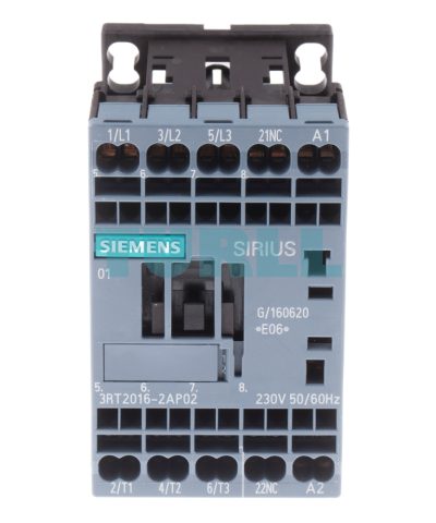 Siemens 3RT2016-2AP02 Power Contactor 9A, 4kW, 3-Pole, 230V AC, S00 Size
