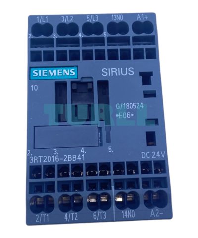 Siemens 3RT2016-2BB41 Power Contactor 9A, 4 kW, 3-Pole, 24V DC, AC-3/AC-3e, 1 NO, S00 Size