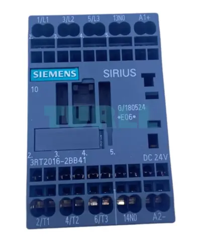 Siemens 3RT2016-2BB41 SIRIUS contactor, front view with coil and auxiliary-contact markings