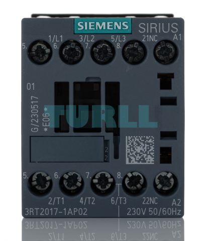 Siemens 3RT2017-1AP02 Power Contactor 12A, 5.5kW, 3-Pole, 230V AC