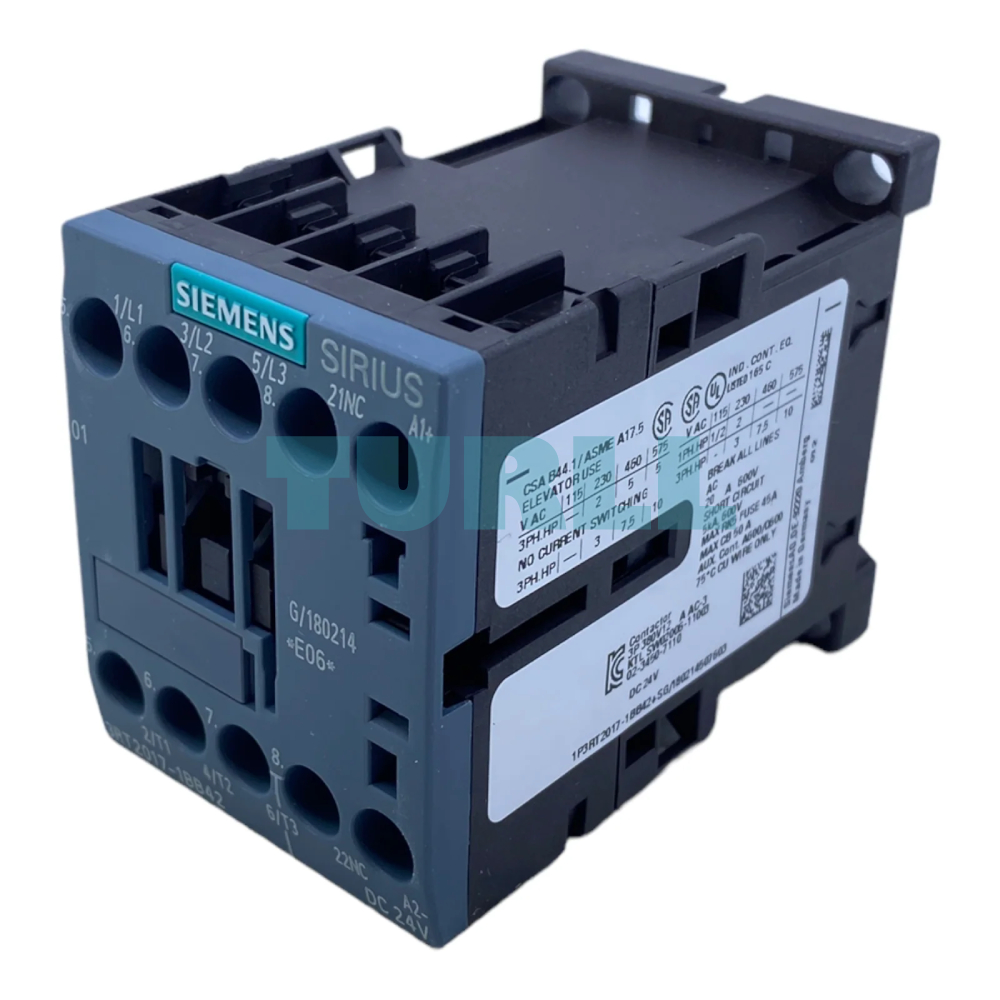 Siemens 3RT2017-1BB42 Power Contactor 12A, 3-Pole, 24V DC, 5.5kW/400V Original Brand New 2 Siemens 3RT2017-1BB42 Power Contactor 12A, 3-Pole, 24V DC, 5.5kW/400V