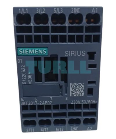 Siemens 3RT2017-2AP02 Power Contactor 12A, 5.5kW, 3-Pole, 230V AC, Size S00