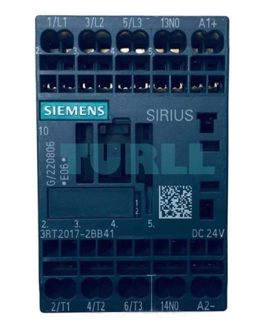 Siemens 3RT2017-2BB41 Power Contactor 12A, 3-Pole, 24V DC, AC-3e, 5.5kW, S00