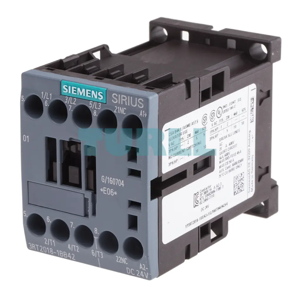 Siemens 3RT2018-1BB42 Power Contactor 16A, 7.5kW, 3-Pole, 24V DC Original Brand New 3 Siemens 3RT2018-1BB42 Power Contactor 16A, 7.5kW, 3-Pole, 24V DC