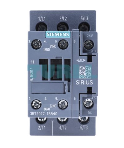 Siemens 3RT2027-1BB40 Power Contactor 32 A, 15 kW, 3-Pole, 24 V DC, AC-3e/AC-3, S0 Size