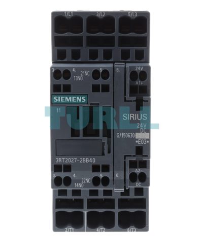 Siemens 3RT2027-2BB40 Power Contactor 32A, 15kW / 400V, 3-Pole, 24V DC