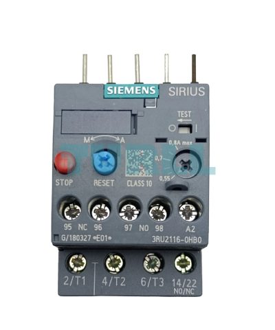 Siemens 3RU2116-0HB0 Thermal Overload Relay, 0.55–0.80A, Motor Protection, Size S00, Class 10