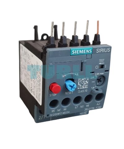 Siemens 3RU2116-1CB0 Overload Relay 1.8–2.5A Thermal Motor Protection, Size S00, Class 10