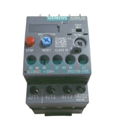 Siemens 3RU2116-1FB0 Thermal Overload Relay 3.5–5.0A, Motor Protection Relay, Size S00