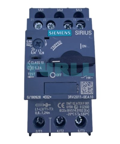 Siemens 3RV2011-0EA10 Motor Protection Circuit Breaker, S00 Size, Class 10