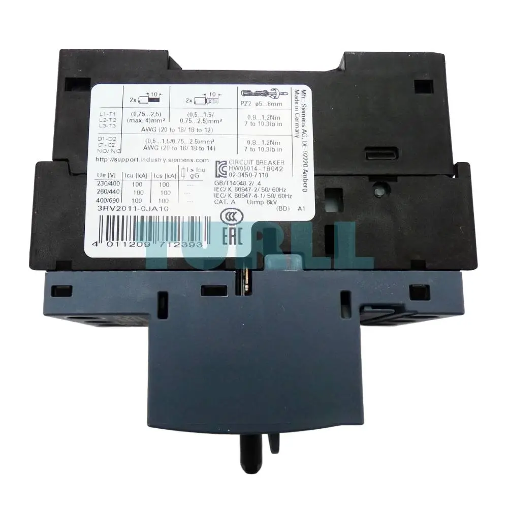 Siemens 3RV2011-0JA10 Circuit Breaker, S00 for Motor Protection, CLASS 10 A-Release Original Brand New 3 Siemens 3RV2011-0JA10 Circuit Breaker, S00 for Motor Protection, CLASS 10 A-Release