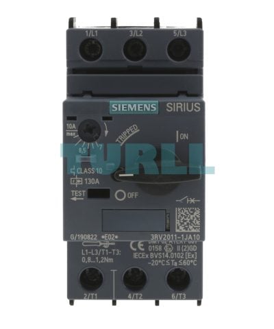 Siemens 3RV2011-1JA10 Motor Protection Circuit Breaker S00 Size, CLASS 10 A-Release