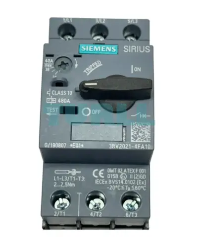 Siemens 3RV2021-4FA10 Motor Protection Circuit Breaker, S0 Size, Class 10, 34–40 A