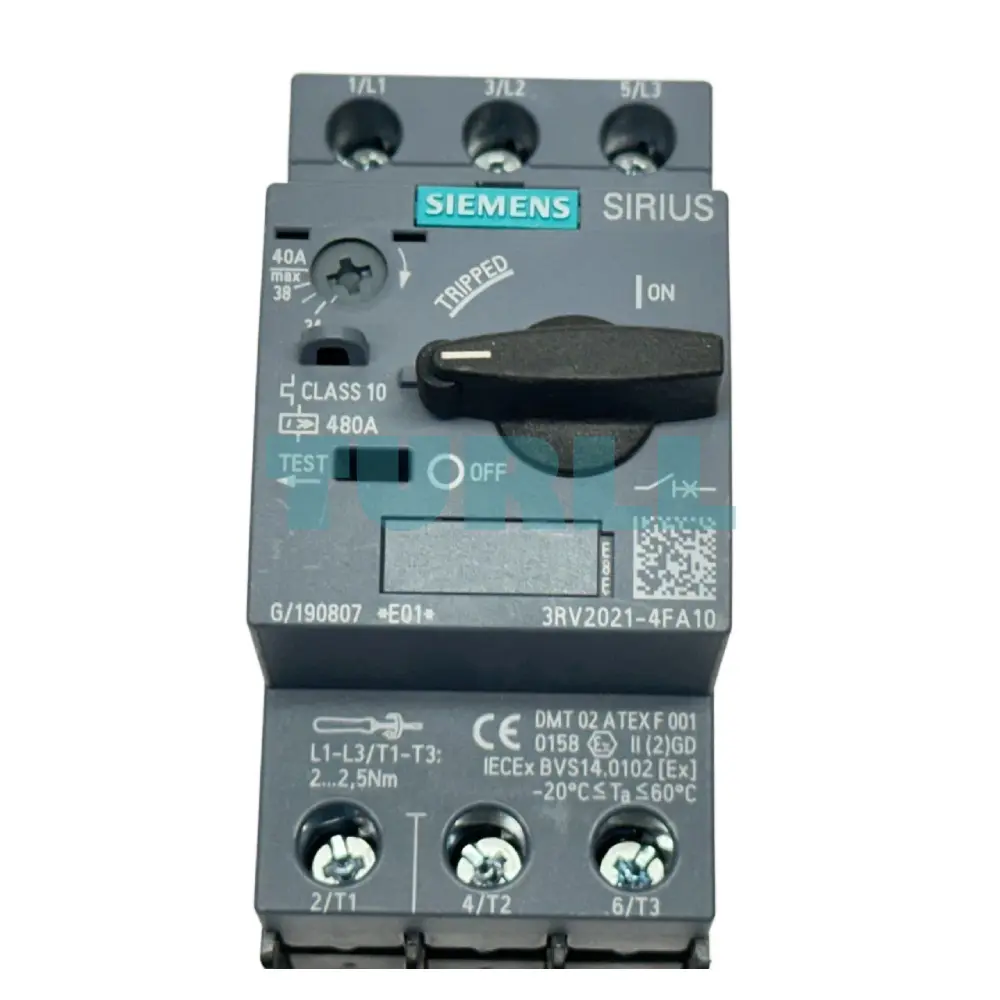 Siemens 3RV2021-4FA10 Motor Protection Circuit Breaker, S0 Size, Class 10, 34–40 A Original Brand New 1 Siemens 3RV2021-4FA10 Motor Protection Circuit Breaker, S0 Size, Class 10, 34–40 A