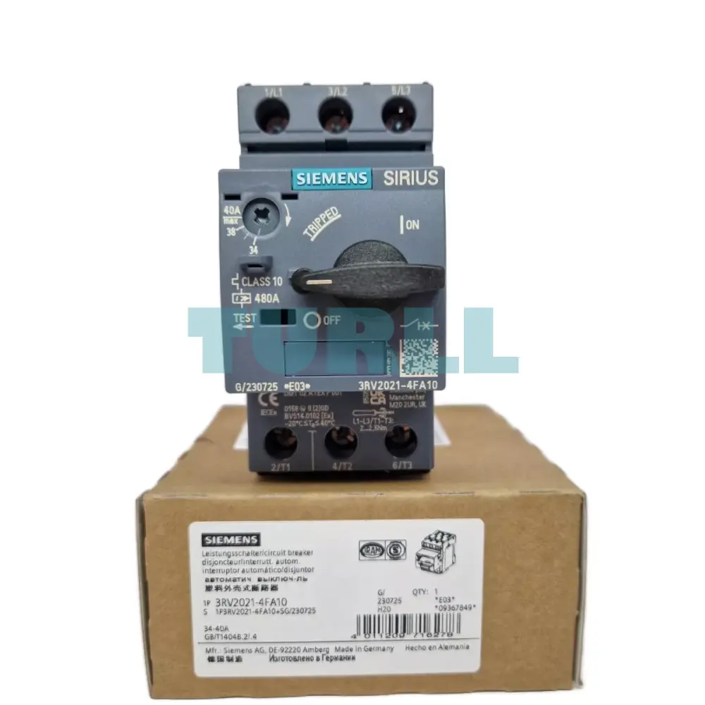 Siemens 3RV2021-4FA10 Motor Protection Circuit Breaker, S0 Size, Class 10, 34–40 A Original Brand New 4 Siemens 3RV2021-4FA10 Motor Protection Circuit Breaker, S0 Size, Class 10, 34–40 A