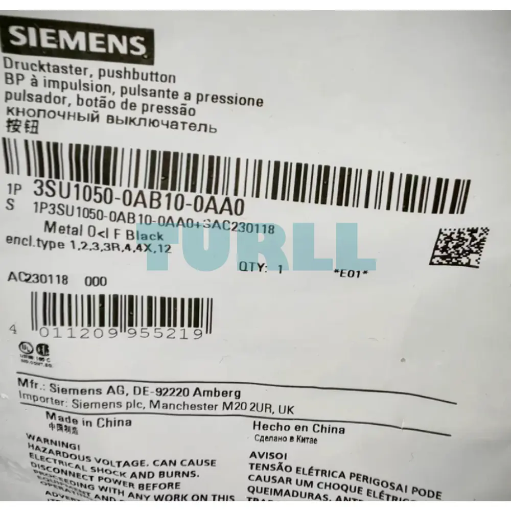 Siemens 3SU1050-0AB10-0AA0 Metal Pushbutton, 22mm, Flat Momentary Black Shiny Operator Original Brand New 3 Siemens 3SU1050-0AB10-0AA0 Metal Pushbutton, 22mm, Flat Momentary Black Shiny Operator
