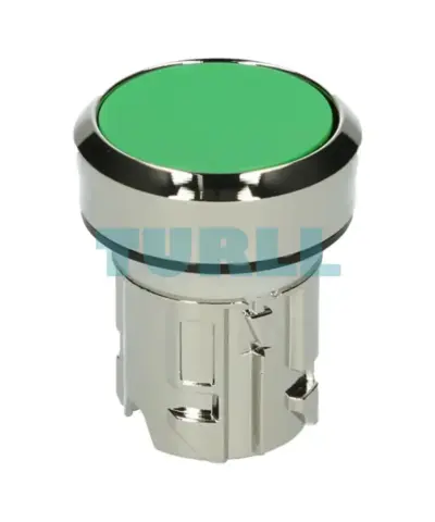 Siemens 3SU1050-0AB40-0AA0 Green Metal Pushbutton, 22 mm, Flat Momentary Contact