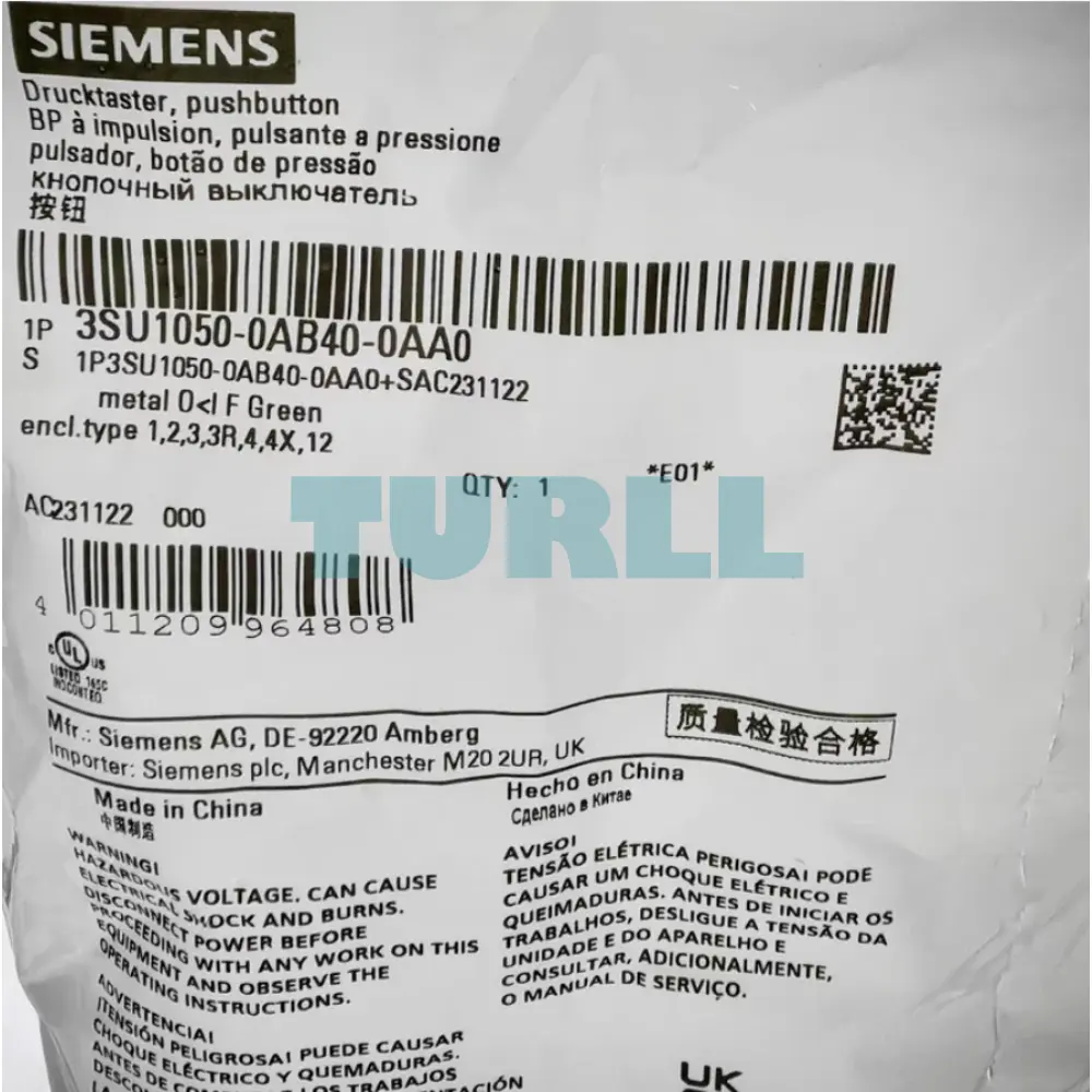 Siemens 3SU1050-0AB40-0AA0 Green Metal Pushbutton, 22 mm, Flat Momentary Contact Original Brand New 2 Siemens 3SU1050-0AB40-0AA0 Green Metal Pushbutton, 22 mm, Flat Momentary Contact