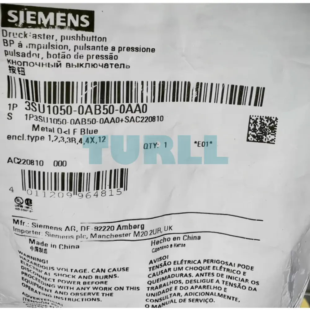 Siemens 3SU1050-0AB50-0AA0 Blue Metal Pushbutton Switch, 22mm Round, Flat Momentary Contact Original Brand New 3 Siemens 3SU1050-0AB50-0AA0 Blue Metal Pushbutton Switch, 22mm Round, Flat Momentary Contact