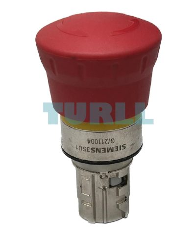 Siemens 3SU1050-1HB20-0AA0 Emergency Stop Mushroom Pushbutton, 22mm, Metal Red E-Stop, Positive Latching