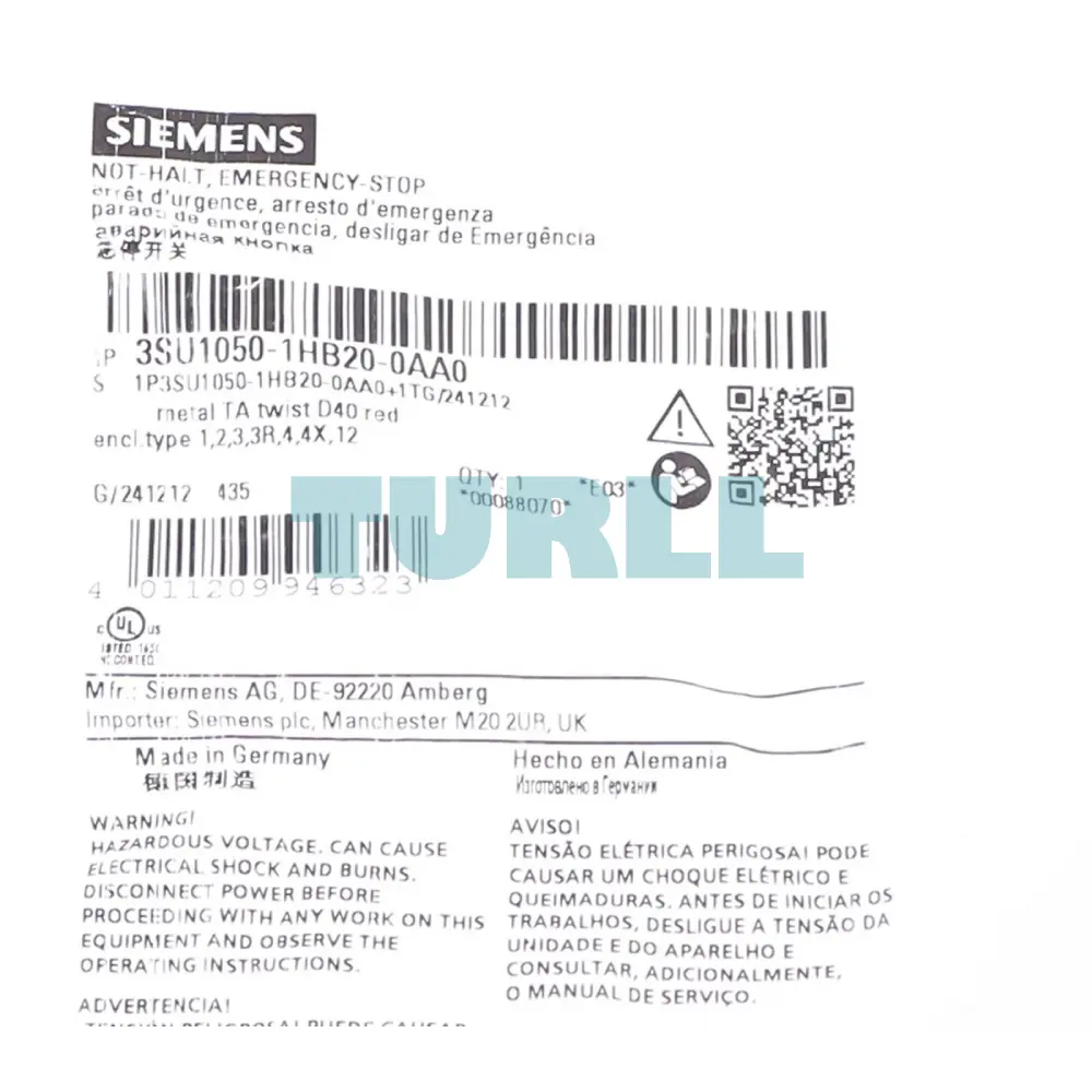 Siemens 3SU1050-1HB20-0AA0 Emergency Stop Mushroom Pushbutton, 22mm, Metal Red E-Stop, Positive Latching Original Brand New 4 Siemens 3SU1050-1HB20-0AA0 Emergency Stop Mushroom Pushbutton, 22mm, Metal Red E-Stop, Positive Latching