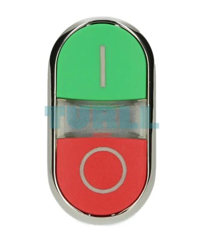 Siemens 3SU1050-3AB42-0AK0 Twin Pushbutton 22 mm, Metal, Green I/Red O, Flat