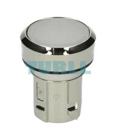Siemens 3SU1051-0AB60-0AA0 SIRIUS ACT Illuminated Pushbutton, 22mm Round, Shiny Metal, White Flat Button