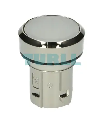 Siemens 3SU1051-0AB60-0AA0 SIRIUS ACT Illuminated Pushbutton, 22mm Round, Shiny Metal, White Flat Button
