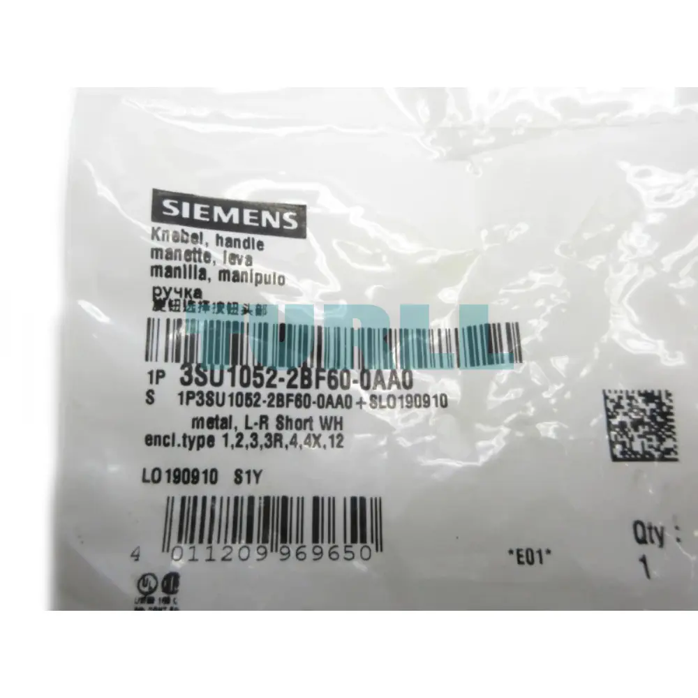Siemens 3SU1052-2BF60-0AA0 Illuminable, 22mm, Round Metal Selector Switch, White, 2 Position O-I Original Brand New 3 Siemens 3SU1052-2BF60-0AA0 Illuminable, 22mm, Round Metal Selector Switch, White, 2 Position O-I