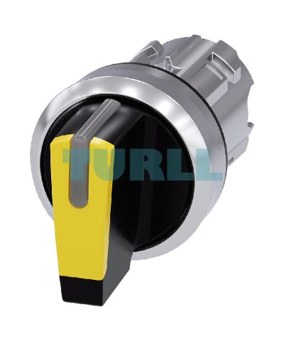 Siemens 3SU1052-2BL30-0AA0 Illuminated Selector Switch, 22mm Metal Yellow, 3-Position