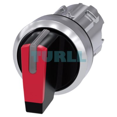 Siemens 3SU1052-2BM20-0AA0 Illuminated Selector Switch, 22 mm, Metal, Red, 3-Position Momentary Type