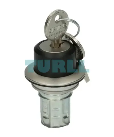 Siemens 3SU1060-4LF21-0AA0 RONIS Key-Operated Switch, 30mm, Round Metal, Matte, Flush Mount