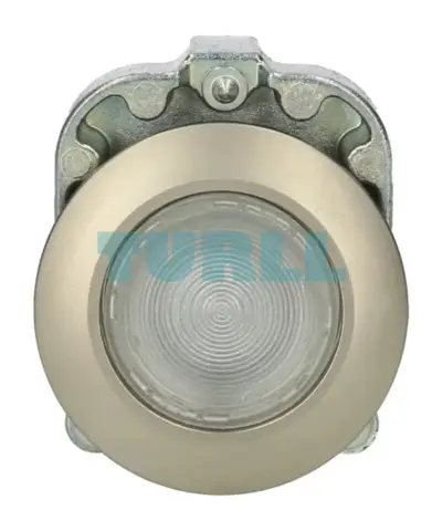 Siemens 3SU1061-0JB70-0AA0 SIRIUS ACT Illuminated Pushbutton, 30mm Round, Matte Metal, Clear Lens