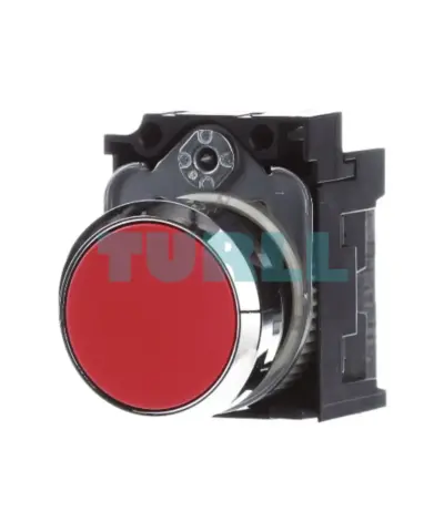 Siemens 3SU1150-0AB20-1CA0 Pushbutton, 22 mm, Round Metal, Red Momentary Switch, Screw Terminal