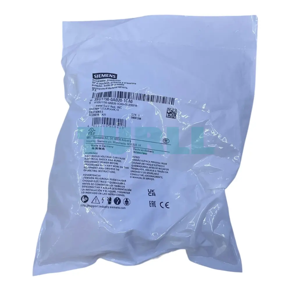 Siemens 3SU1150-0AB20-1CA0 Pushbutton, 22 mm, Round Metal, Red Momentary Switch, Screw Terminal Original Brand New 4 Siemens 3SU1150-0AB20-1CA0 Pushbutton, 22 mm, Round Metal, Red Momentary Switch, Screw Terminal