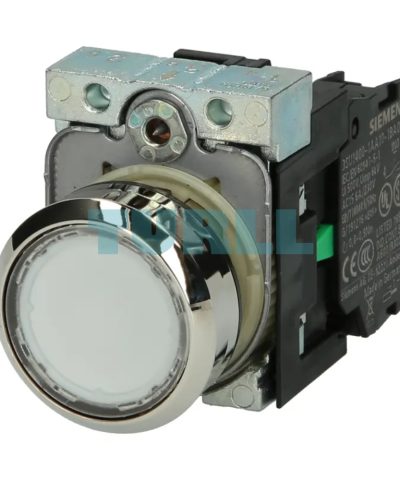 Siemens 3SU1150-0AB70-1BA0 Metal Pushbutton, 22mm, Momentary Contact, 1 NO, Screw Terminal
