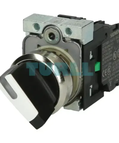 Siemens 3SU1150-2BF60-1MA0 Illuminable, 22mm, Round Metal, Selector Switch, White