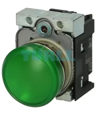 Siemens 3SU1152-6AA40-1AA0 Indicator Light, 22mm, Round Green LED, Metal, 24V AC/DC