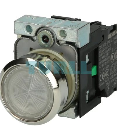 Siemens 3SU1156-0AB70-1BA0 Illuminated Pushbutton, 22mm, Metal, Momentary, LED 230V AC